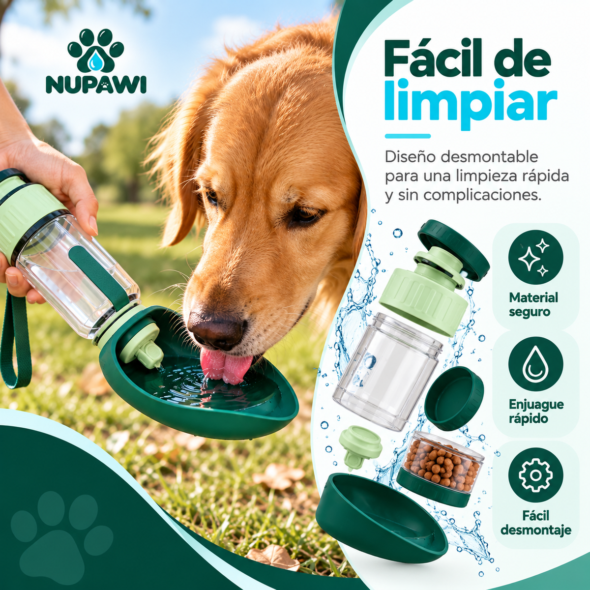 Botella de Agua y Alimento para Mascotas | NUPAWI