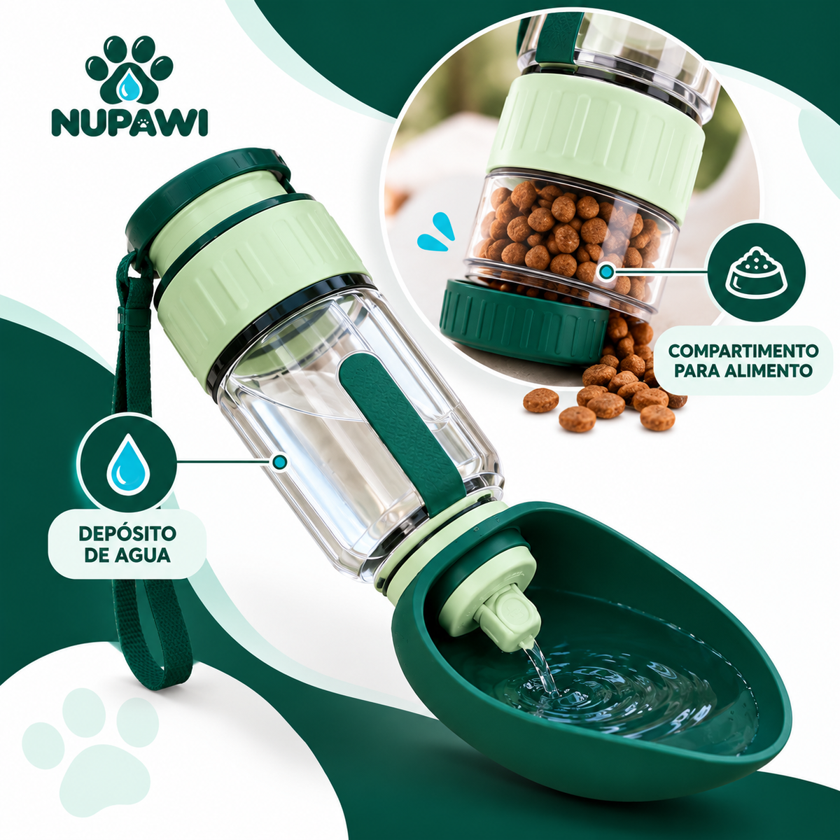 Botella de Agua y Alimento para Mascotas | NUPAWI