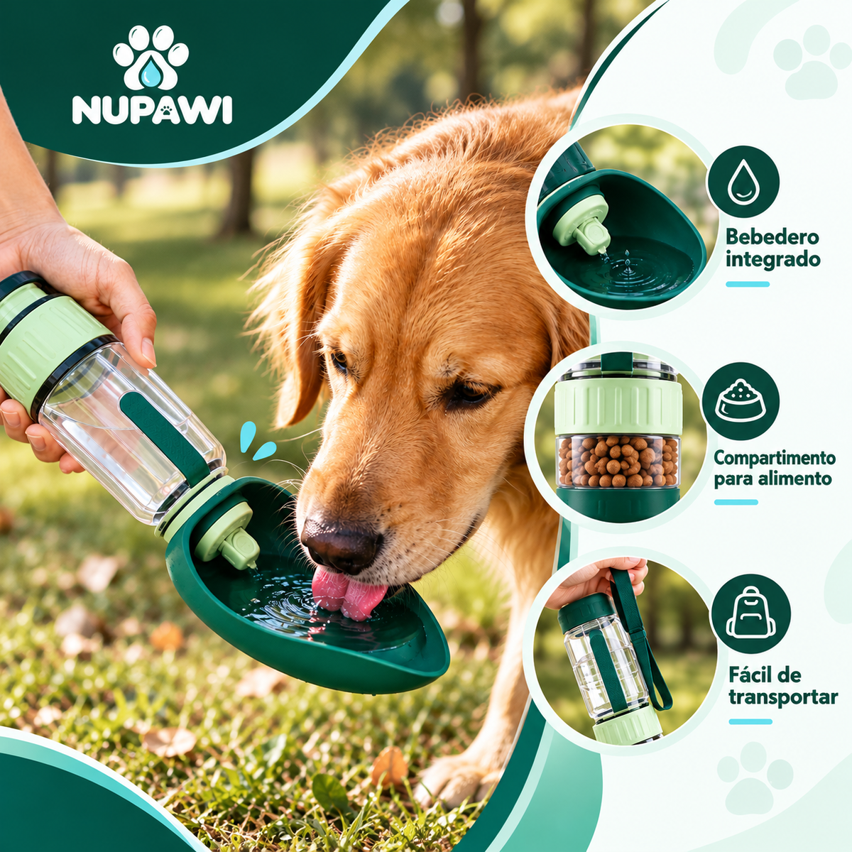 Botella de Agua y Alimento para Mascotas | NUPAWI